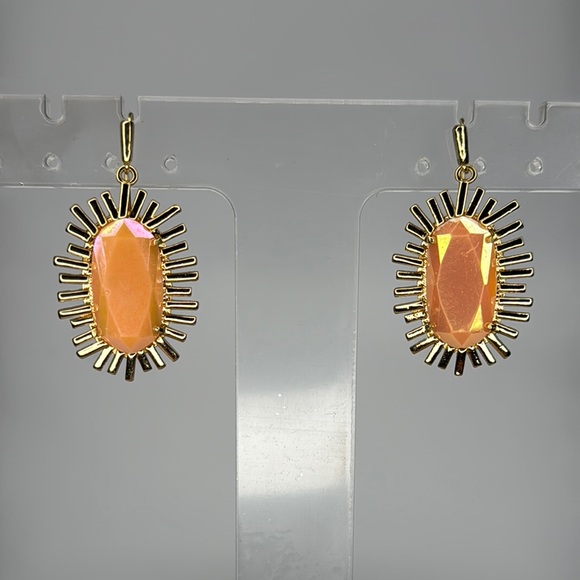 Jewelry - Gold and Orange Sunburst Dangle Earrings
